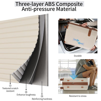 Set of 4-Piece Expandable Lightweight Suitcase with Packing Cubes TSA Lock and Spinner Wheels - Cream_10