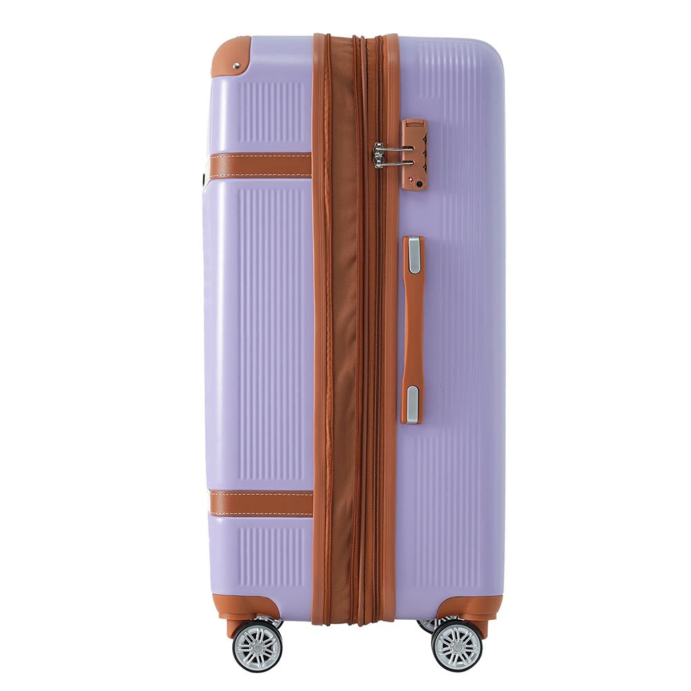 3 Piece Lightweight Hard-shell Luggage Sets double spinner 8 wheels Suitcase with TSA Lock - Lilac_4