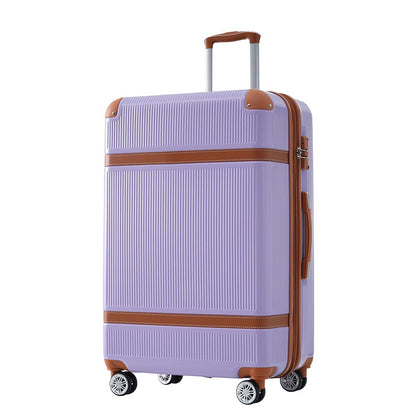 3 Piece Lightweight Hard-shell Luggage Sets double spinner 8 wheels Suitcase with TSA Lock - Lilac_1