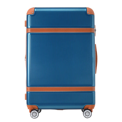 3 Piece Lightweight Hard-shell Luggage Sets double spinner 8 wheels Suitcase with TSA Lock - Blue_2