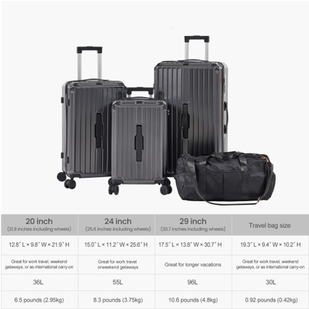 4-Piece Luggage Set Travel Bag - Dark Grey_7