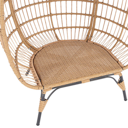 Wicker Egg Chair with Cushions - Beige_3