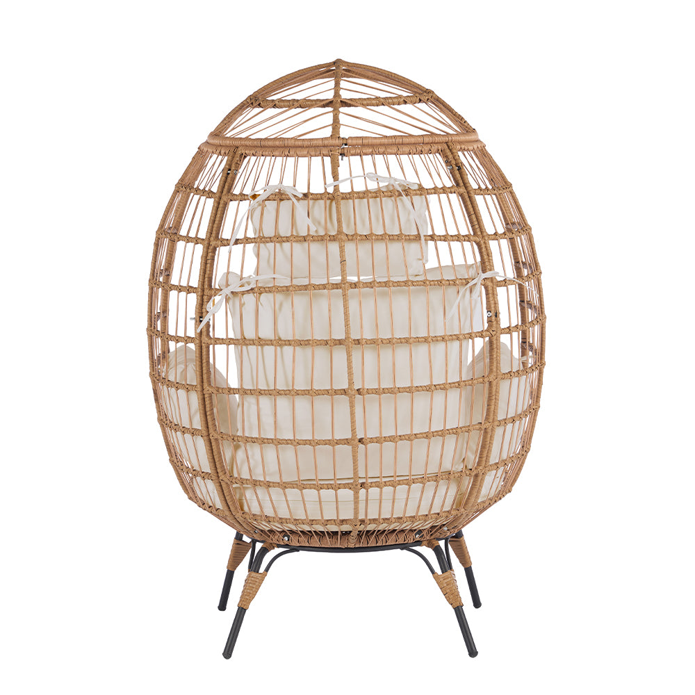 Wicker Egg Chair with Cushions - Beige_7