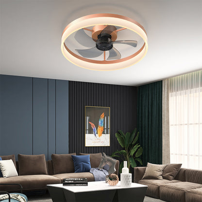 Rose Gold Modern Ceiling Fan with Dimmable LED Lights_1