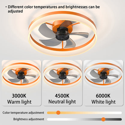 Modern Slim Ceiling Fan with Dimmable LED Lights - Orange_2