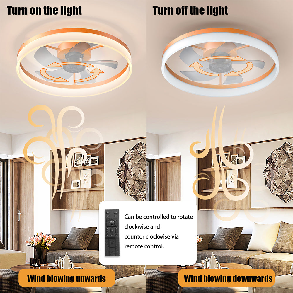 Modern Slim Ceiling Fan with Dimmable LED Lights - Orange_6