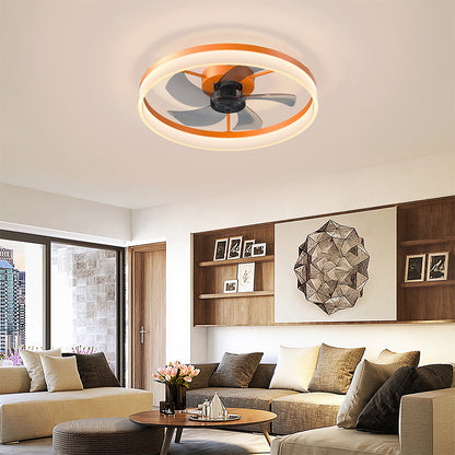 Modern Slim Ceiling Fan with Dimmable LED Lights - Orange_3