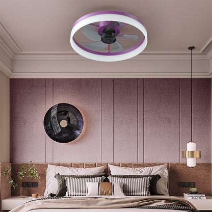 Modern Slim Ceiling Fan with Dimmable LED Lights - Purple_3