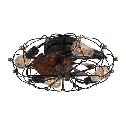 Modern Industrial Low-Profile Ceiling Fan with Lights and Remote Control_0