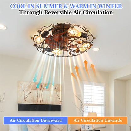 Modern Industrial Low-Profile Ceiling Fan with Lights and Remote Control_4