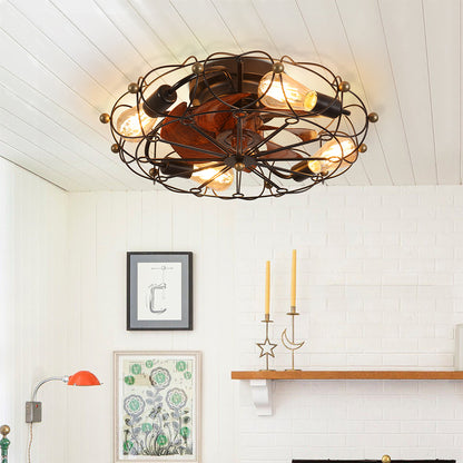 Modern Industrial Low-Profile Ceiling Fan with Lights and Remote Control_1