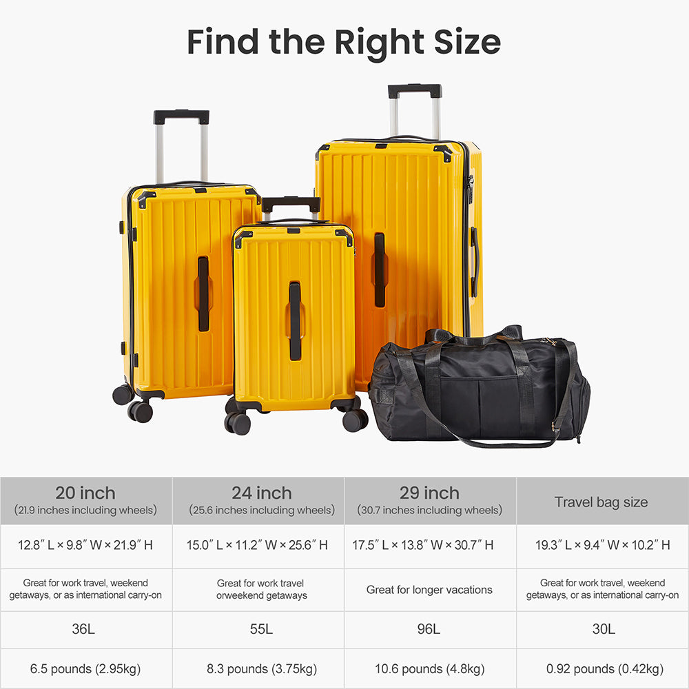 4-Piece Luggage Set Travel Bag - Yellow_14