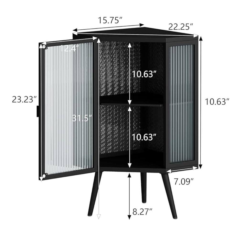 Stylish 22.25 Corner Cabinet with Tempered Glass Door_5