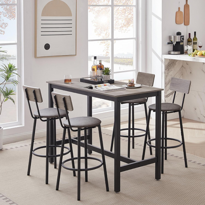 Grey Bar Table Set with 4 Bar Stools_0