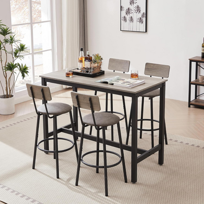 Grey Bar Table Set with 4 Bar Stools_2