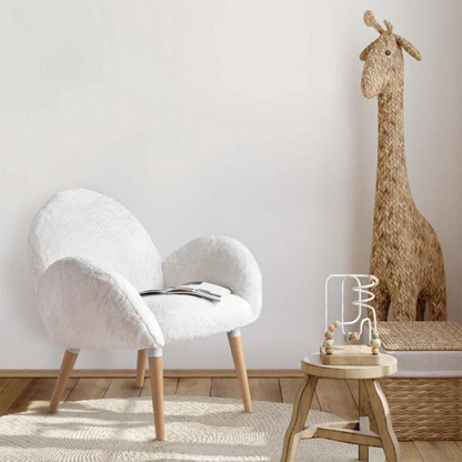 Stylish Beech Wood and Imitation Lamb Fabric Sofa Chair_2