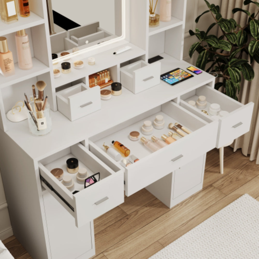 Smart Mirror Dressing Table with Drawers and Storage Cabinet