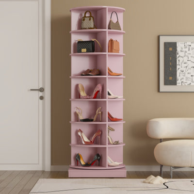 360 Degree Pink Rotating Shoe Cabinet with 7 Layers - Fashions Envy