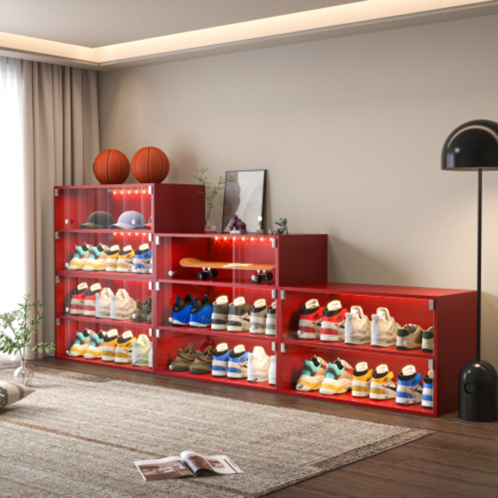 Red Glass Door Shoe Box with RGB LED Light