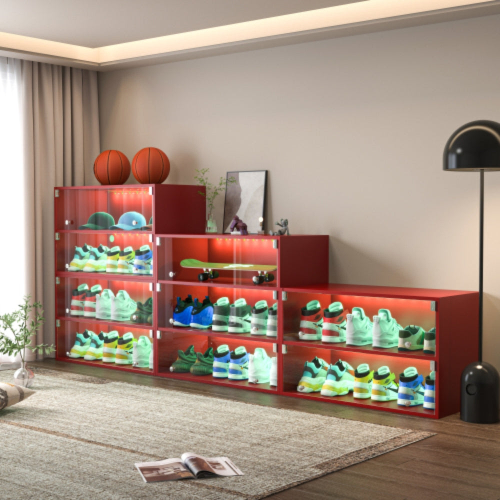 Red Glass Door Shoe Box with RGB LED Light