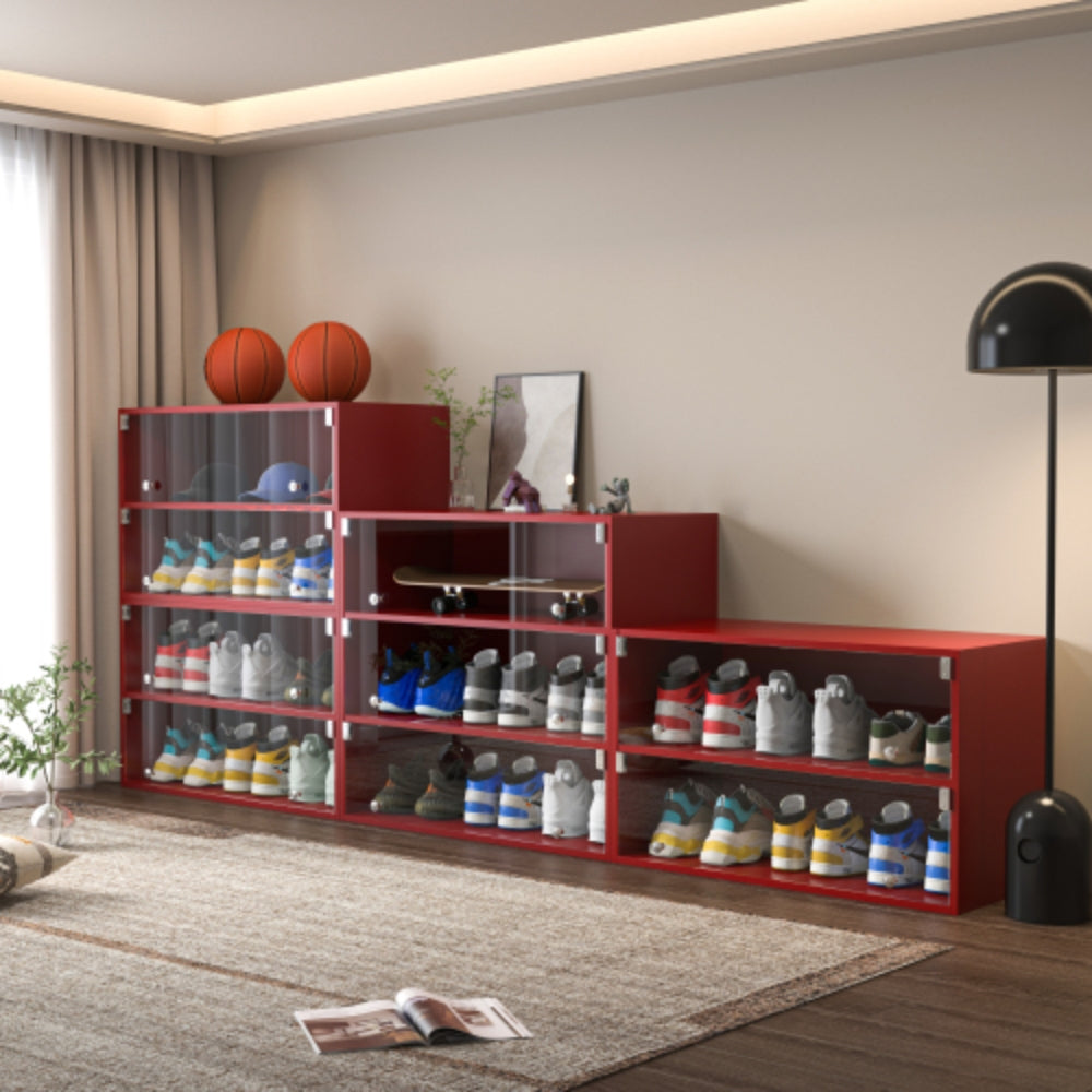 Red Glass Door Shoe Box with RGB LED Light