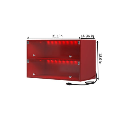 Red Glass Door Shoe Box with RGB LED Light