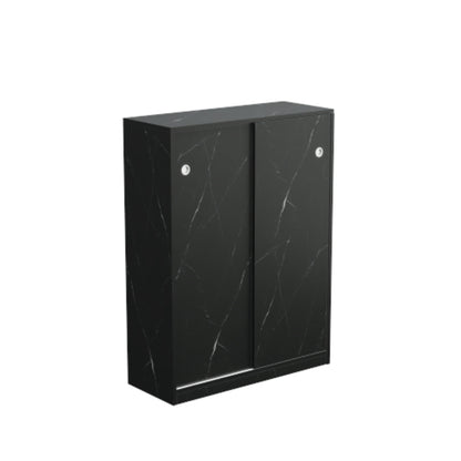 Stylish Marble Black Shoe Cabinet with Sliding Door