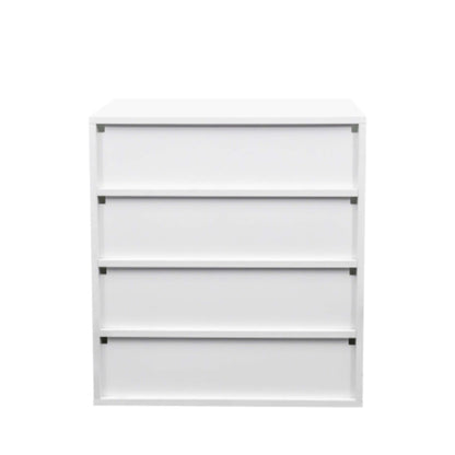 4 Tier RGB LED Shoe Box with Glass Door in White