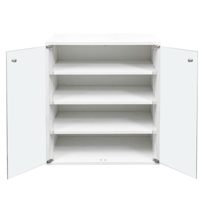 4 Tier RGB LED Shoe Box with Glass Door in White