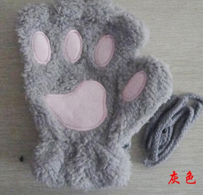 Paw Print Gloves - Cat Claw Winter Fingerless