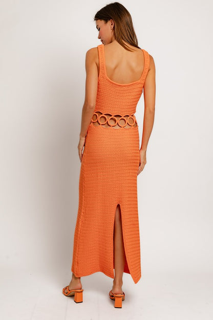 Boho Style Square Neck Sleeveless Crochet Midi Dress