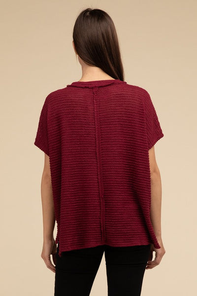 Dolman Short Sleeve Jacquard Sweater - Fashions Envy
