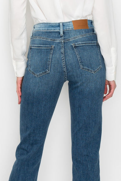 High Rise Two Tone Ankle Length Denim Jeans