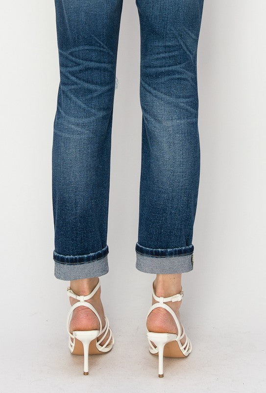 Mid Rise 2" Single Cuff Boyfriend Jeans