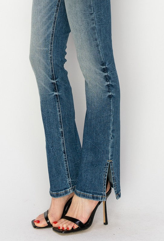 High Rise Slit Detail Side Hem Y2K Boot Jeans