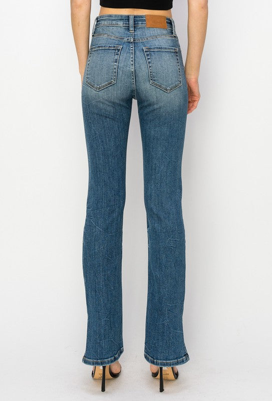 High Rise Slit Detail Side Hem Y2K Boot Jeans