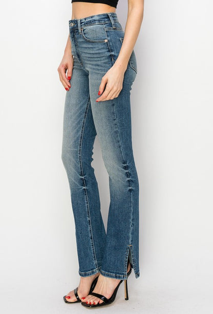 High Rise Slit Detail Side Hem Y2K Boot Jeans