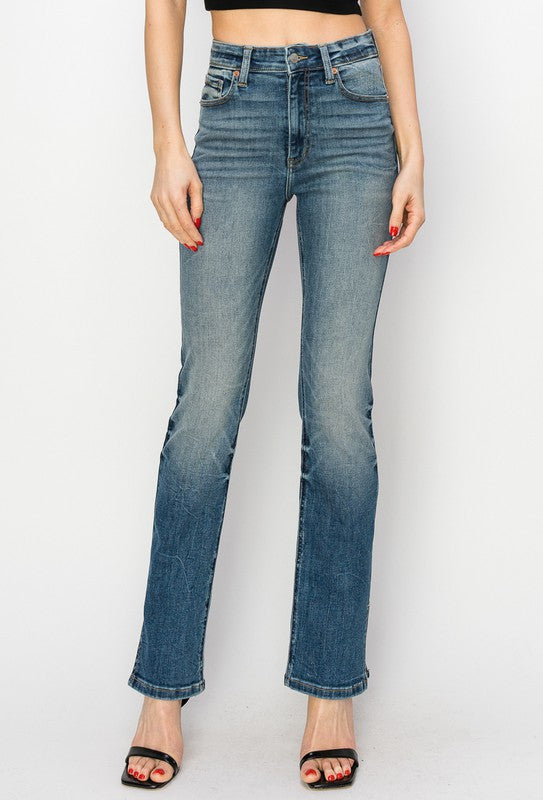 High Rise Slit Detail Side Hem Y2K Boot Jeans