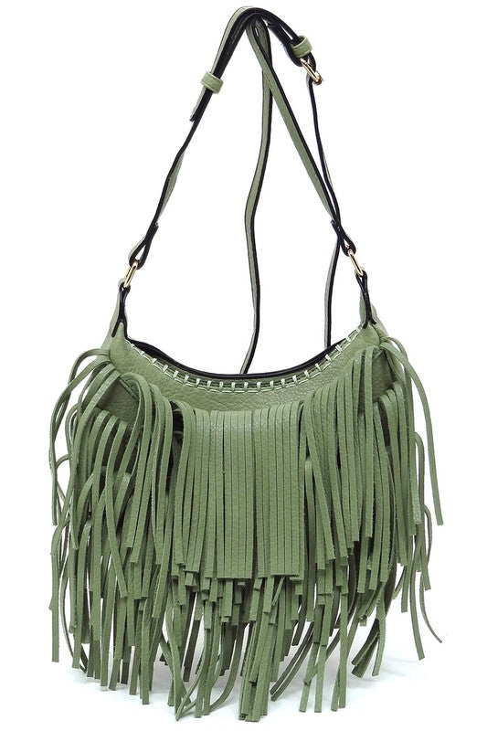 Fringe Hobo Crossbody Bag