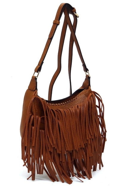 Fringe Hobo Crossbody Bag