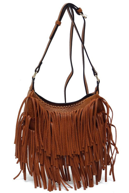 Fringe Hobo Crossbody Bag