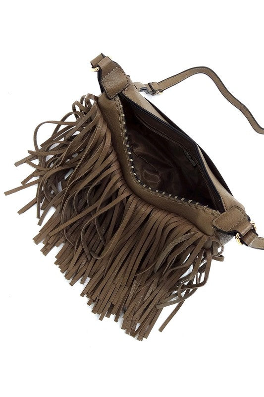 Fringe Hobo Crossbody Bag