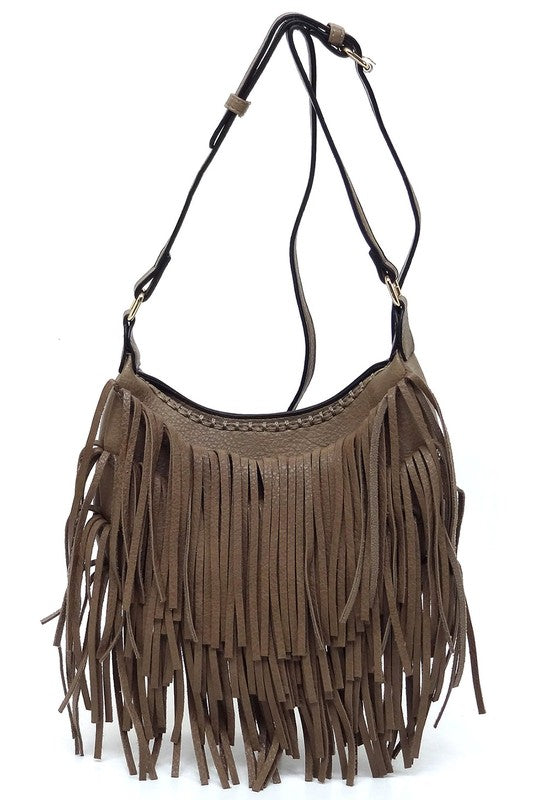 Fringe Hobo Crossbody Bag