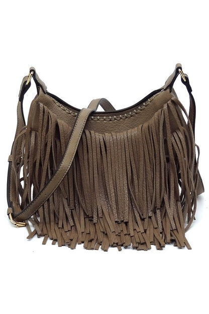 Fringe Hobo Crossbody Bag