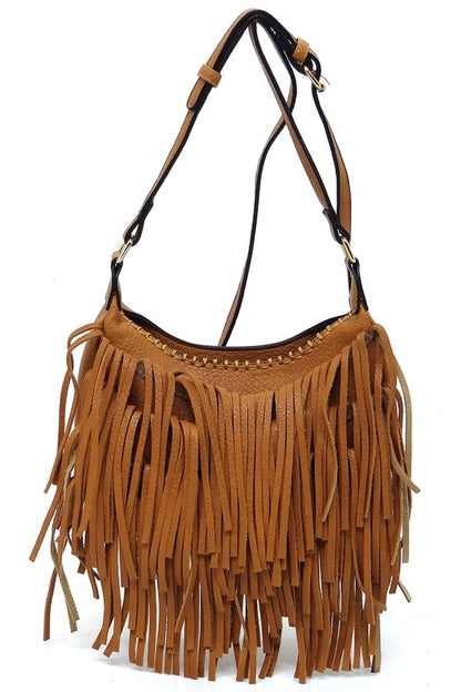 Fringe Hobo Crossbody Bag