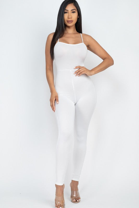 Super Soft Criss-Cross Open Back Bodycon Jumpsuit