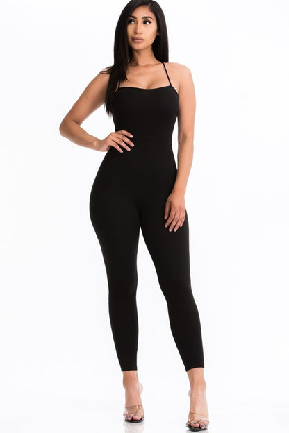 Super Soft Criss-Cross Open Back Bodycon Jumpsuit