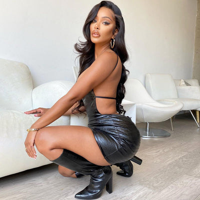 Backless Bodycon Mini Dress - Halter Party Style - Fashions Envy