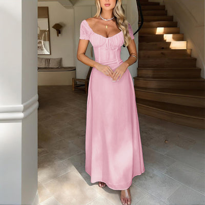 Women's Bohemian Backless Flowy Ruffled Maxi Dress with Adjustable Belt - Summer Vacation