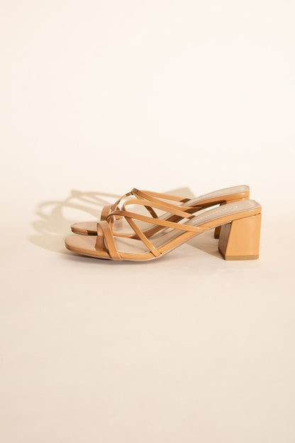 CRIMP-S Crossed Strap Mule Sandal Heels